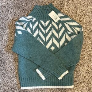 a new day Teal and White Cowl Neck Sweater